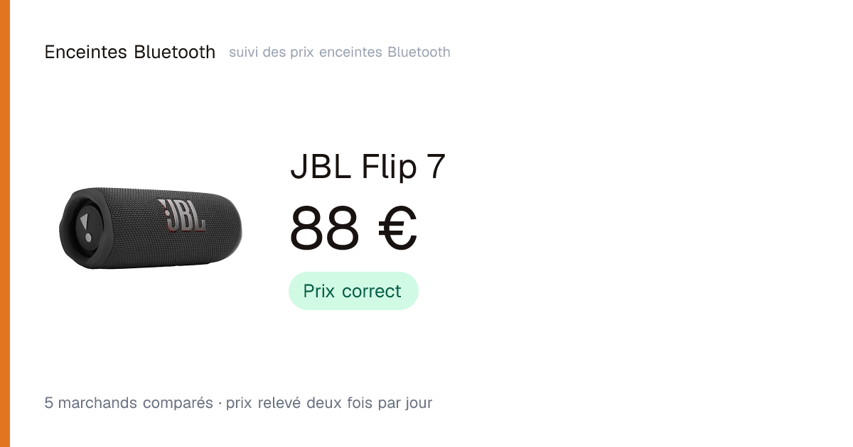 Prix et évolution JBL Flip 7 octobre 2026 — dès 87,9 € | Enceintes ...